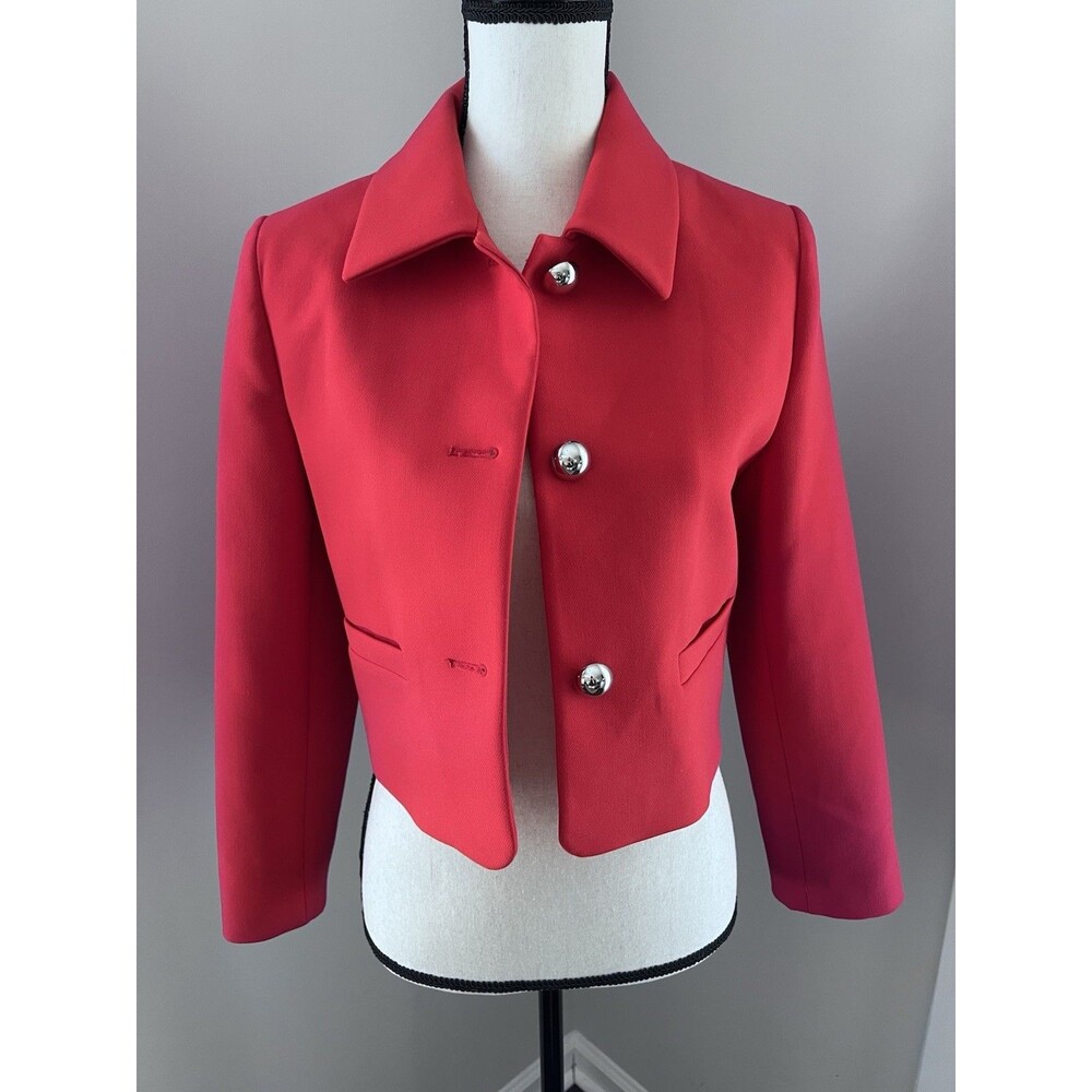 Mango Button Cropped Jacket Red Size XS EUC - Picture 4 of 9